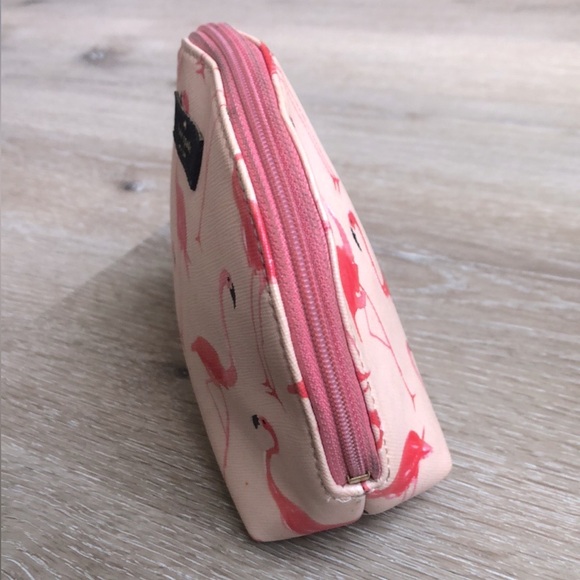 [kate spade] Flamingo Printed Quality Leather Zip-Up Pink Cosmetic Small Bag - Picture 7 of 10